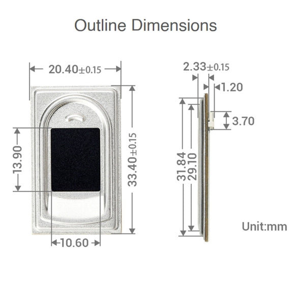 Waveshare UART Rectangle-shaped All-in-One Capacitive Fingerprint Sensor (E), Cortex Processor