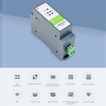 Waveshare Rail-Mount Serial Server RS485 to WIFI/Ethernet Module, Modbus MQTT Gateway - free shipping - PMC Jewellery - Order now!