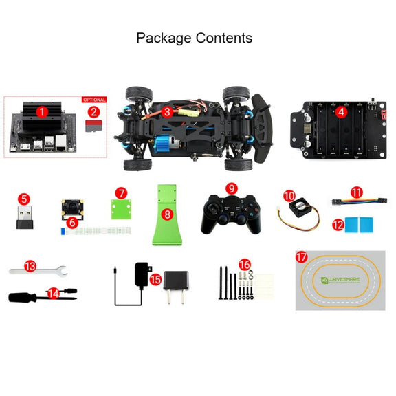 Waveshare JetRacer Pro 2GB AI Kit, High Speed AI Racing Robot Powered by Jetson Nano 2GB, Pro Version, EU Plug
