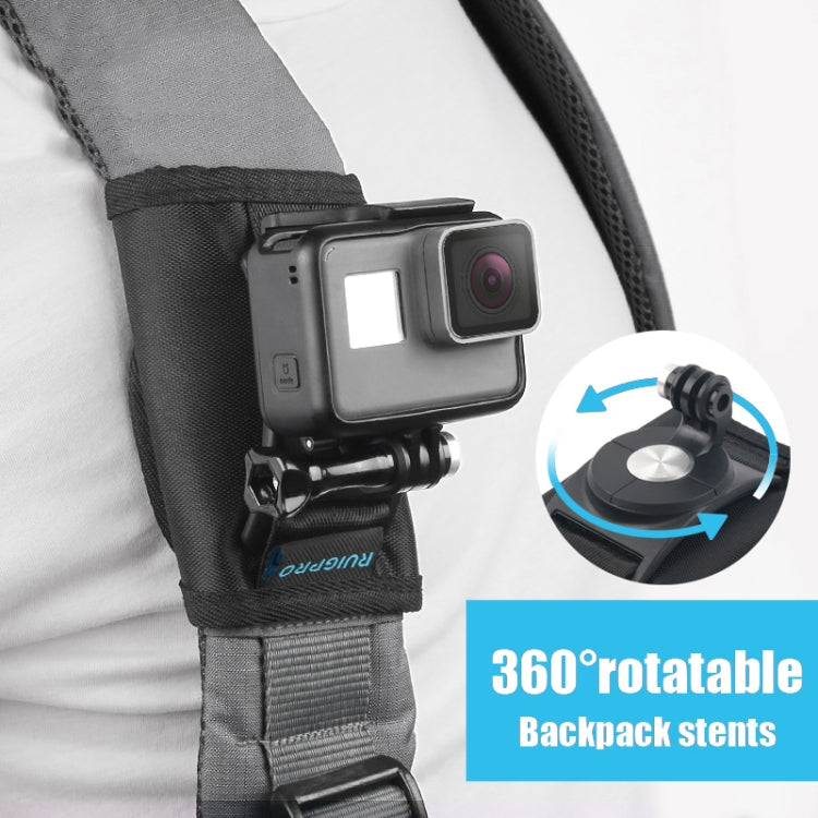 RUIGPRO Hook and Loop Fastener Backpack Rec-Mounts Clip Clamp Mount with Screw for GoPro HERO9 Black / HERO8 Black /7 /6 /5 /5 Session /4 Session /4 /3+ /3 /2 /1, DJI Osmo Action, Xiaoyi and Other Action Cameras(Black) -  by RUIGPRO | Online Shopping South Africa | PMC TechLife