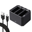 USB Triple Batteries Charger with LED Indicator Light for DJI OSMO Action(Black) - Cable & Charger by PMC TechLife | Online Shopping South Africa | PMC TechLife | Buy Now Pay Later Mobicred