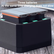 USB Triple Batteries Charger with LED Indicator Light for DJI OSMO Action(Black)