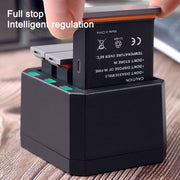 USB Triple Batteries Charger with LED Indicator Light for DJI OSMO Action(Black)