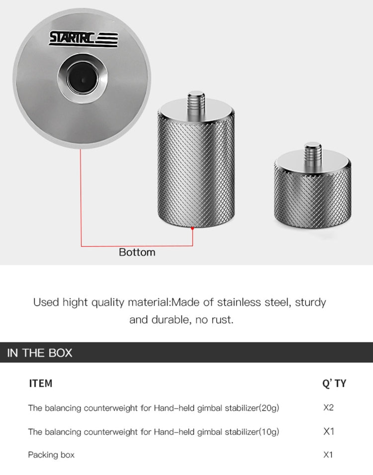 STARTRC Adjustment Balancing Weight Anti-Shake 50g Counterweight for DJI OM4 / OSMO Mobile 3 Gimbal Stabilizer -  by STARTRC | Online Shopping South Africa | PMC TechLife | Buy Now Pay Later Mobicred
