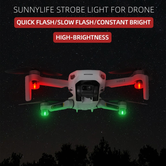Sunnylife 2-Green + 2-Red Night Strobe LED Light Indicator Light for DJI Mavic 2 / Mini / Mavic Air 2 / FPV
