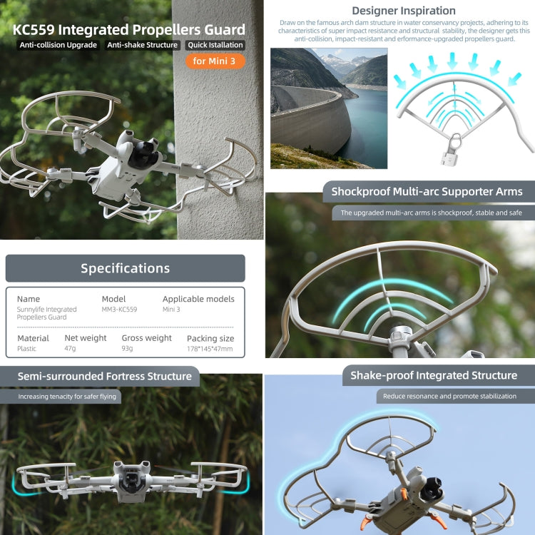 For DJI Mini 3 Sunnylife Drone Propeller Protective Guard Anti-collision Ring (Grey) - free shipping - PMC TechLife - Order now!