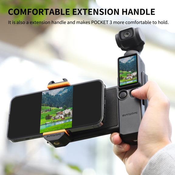 For DJI OSMO Pocket 3 Sunnylife OP3-AD744 Expanded Phone Clamp Holder with Storage Case (Black)