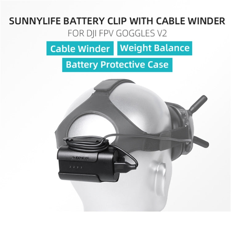 Sunnylife Battery Clip Holder Cable Management Winder Protective Case for DJI FPV Goggles V2(Black) - Mount & Holder by Sunnylife | Online Shopping South Africa | PMC TechLife | Buy Now Pay Later Mobicred