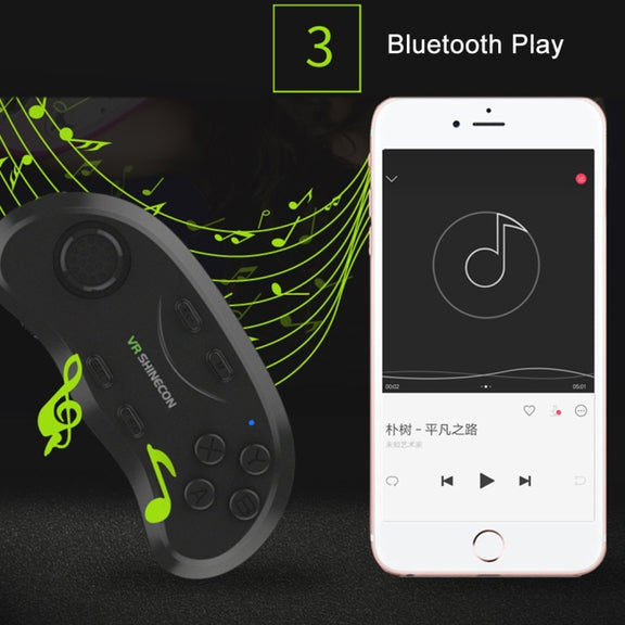 VR Shinecon 3D Movie Games Virtual Reality Glasses Bluetooth Remote Controller Gamepad(Black)