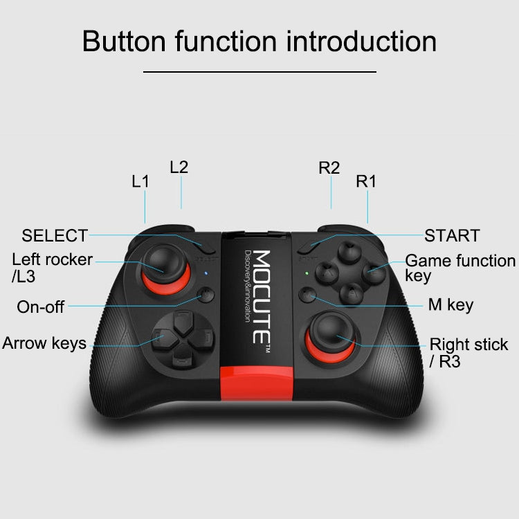 MOCUTE 050 Bluetooth Gaming Controller Grip Game Pad, For iPhone, Galaxy, Huawei, Xiaomi, HTC and Other Smartphones