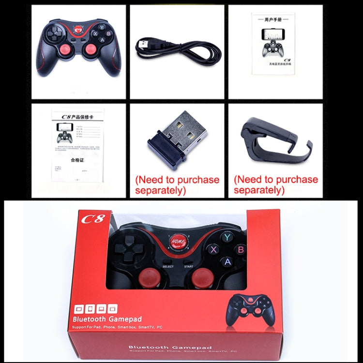 C8 Bluetooth Gaming Controller Grip Game Pad, For Android / iOS  / PC / PS3 - free shipping - PMC Jewellery - Order now!