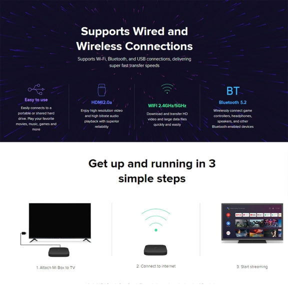 Xiaomi TV Box S 2nd Gen 4K HDR Google TV with Google Assistant Remote Streaming Media Player, Cortex-A55 Quad-core 64bit, 2GB+8GB, Google TV, EU Version(Black)