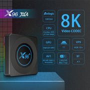 X96 X4 8K Smart TV BOX Android 11.0 Media Player with Remote Control, Amlogic S905X4 Quad Core ARM Cortex A55, RAM: 4GB, ROM: 32GB, Support 100M, Dual Band WiFi, Bluetooth, EU Plug