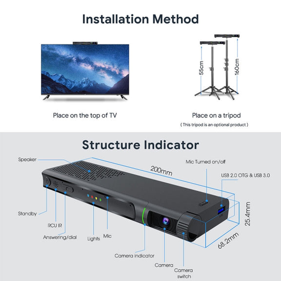 MECOOL KA2 Video Calling on TV Android 10.0 Smart TV Box with Remote Control, Amlogic S905X4 Quad Core Cortex A35, 4GB+64GB, Dual-Band / Ethernet / Camera(UK Plug)