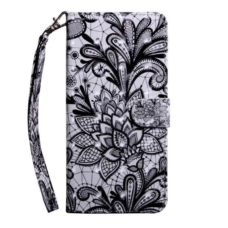 3D Painting Pattern Coloured Drawing Horizontal Flip TPU + PU Leather Case with Holder & Card Slots & Wallet, For:For Galaxy A40(Black Lace) - Galaxy Phone Cases by PMC TechLife | Online Shopping South Africa | PMC TechLife