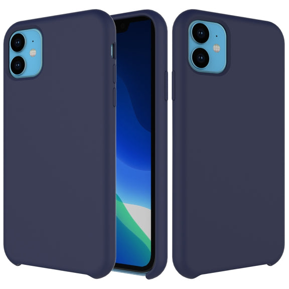 For iPhone 11 Solid Color Liquid Silicone Shockproof Case (Dark Blue)