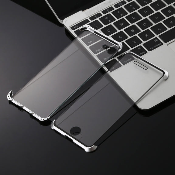 Ultra-Thin Angular Frame Magnetic Absorption Double-Sided Tempered Glass Shell for iPhone 8(Silver)