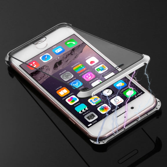 Ultra-Thin Angular Frame Magnetic Absorption Double-Sided Tempered Glass Shell for iPhone 8(Silver)