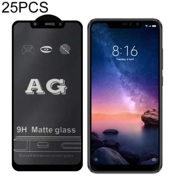 25 PCS AG Matte Frosted Full Cover Tempered Glass For Xiaomi Redmi Note 6 Pro