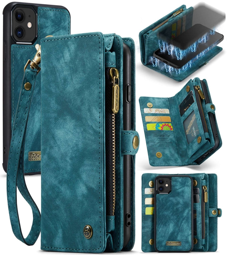 For iPhone 11 CaseMe-008 Detachable Multifunctional Horizontal Flip Leather Case with Card Slot & Holder & Zipper Wallet & Photo Frame (Blue) - iPhone 11 Cases by CaseMe | Online Shopping South Africa | PMC TechLife | Buy Now Pay Later Mobicred