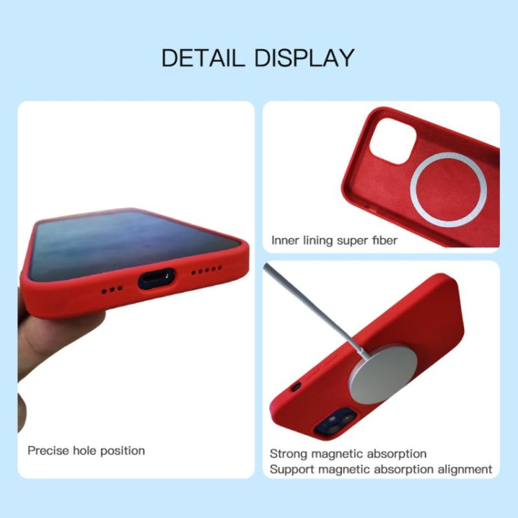 For iPhone 12 / 12 Pro Magnetic Liquid Silicone Full Coverage Shockproof Magsafe Case with Magsafe Charging Magnet(Red)