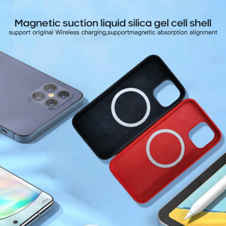 For iPhone 12 / 12 Pro Magnetic Liquid Silicone Full Coverage Shockproof Magsafe Case with Magsafe Charging Magnet(Red)