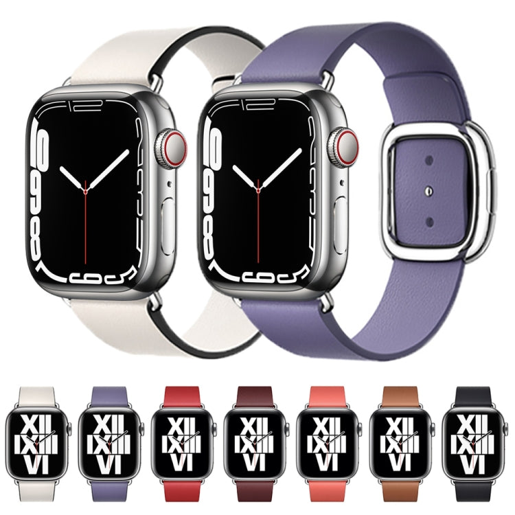Modern Style Leather Watch Band For Apple Watch 42mm / 41mm / 40mm / 38mm(Coffee)