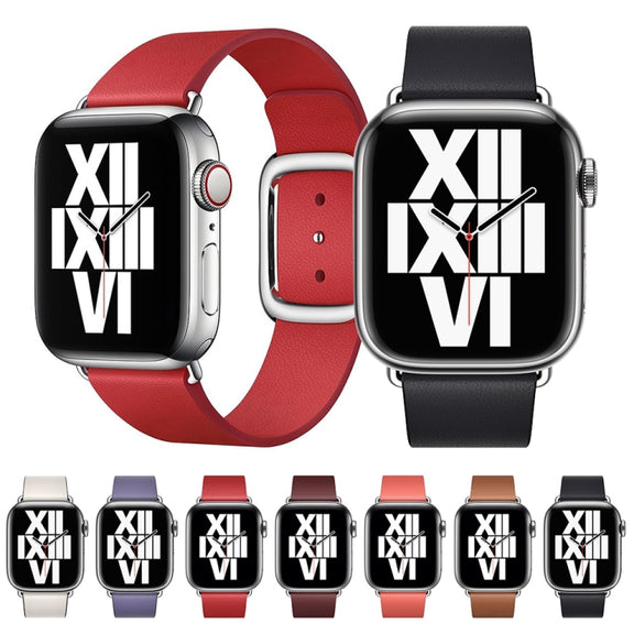 Modern Style Leather Watch Band For Apple Watch 49mm / 46mm / 45mm / 44mm / 42mm(Purple)