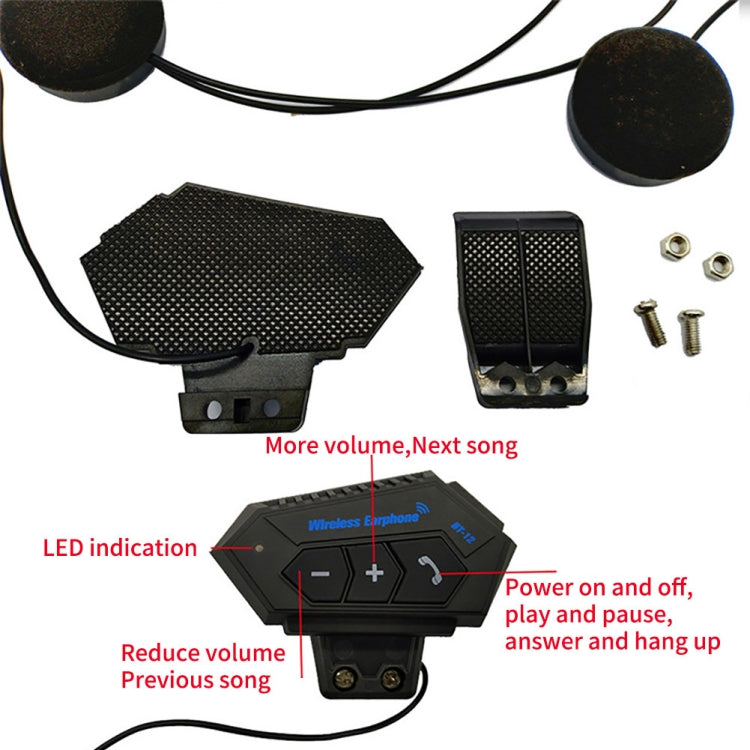 BT12 Motorcycle Helmet Bluetooth Headset Motorcycle Intercom Bluetooth Headset