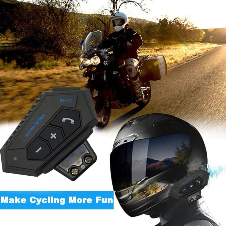 BT12 Motorcycle Helmet Bluetooth Headset Motorcycle Intercom Bluetooth Headset - Motorcycle Walkie Talkie by PMC Jewellery | Online Shopping South Africa | PMC Jewellery | Buy Now Pay Later Mobicred
