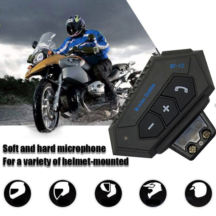 BT12 Motorcycle Helmet Bluetooth Headset Motorcycle Intercom Bluetooth Headset - Motorcycle Walkie Talkie by PMC Jewellery | Online Shopping South Africa | PMC Jewellery | Buy Now Pay Later Mobicred