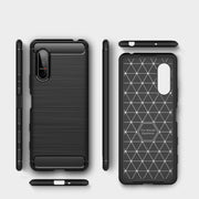 For Sony Xperia 5 II Brushed Texture Carbon Fiber TPU Case(Navy Blue)