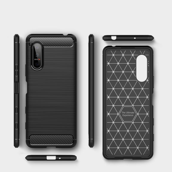 For Sony Xperia 5 II Brushed Texture Carbon Fiber TPU Case(Navy Blue)
