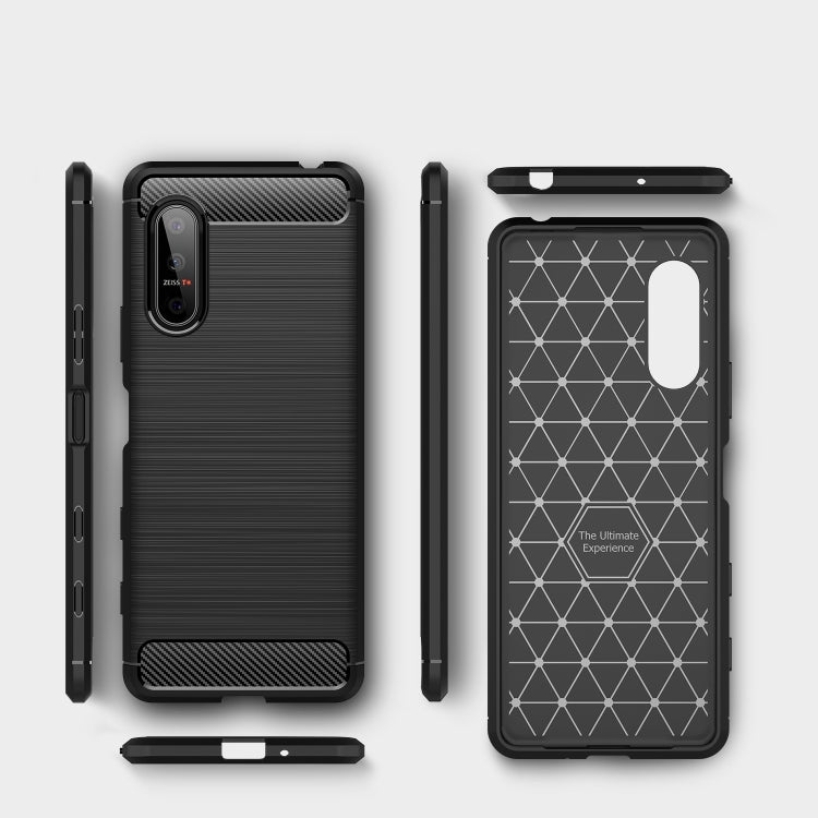 For Sony Xperia 5 II Brushed Texture Carbon Fiber TPU Case(Navy Blue)