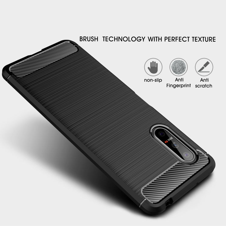 For Sony Xperia 5 II Brushed Texture Carbon Fiber TPU Case(Navy Blue)