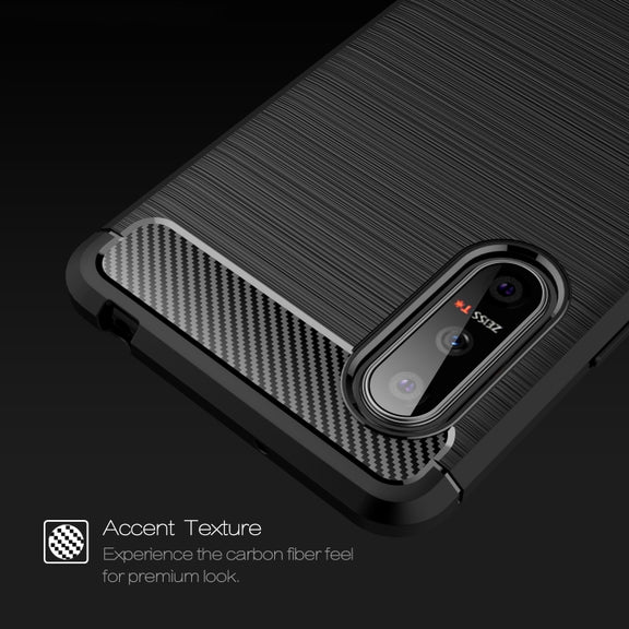For Sony Xperia 5 II Brushed Texture Carbon Fiber TPU Case(Navy Blue)