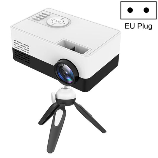 J15 1920 x 1080P HD Household Mini LED Projector with Tripod Mount Support AV / HDMI x 1 / USB x1 / TF x 1, Plug Type:EU Plug(Black White) - Mini Projector by PMC Jewellery | Online Shopping South Africa | PMC Jewellery | Buy Now Pay Later Mobicred
