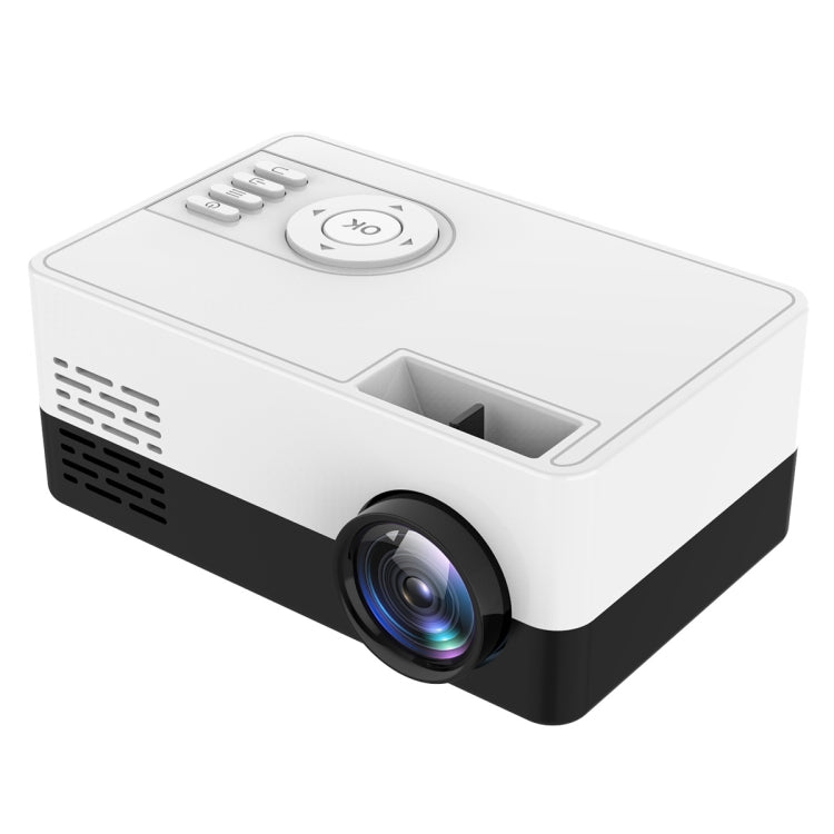 J15 1920 x 1080P HD Household Mini LED Projector with Tripod Mount Support AV / HDMI x 1 / USB x1 / TF x 1, Plug Type:EU Plug(Black White)