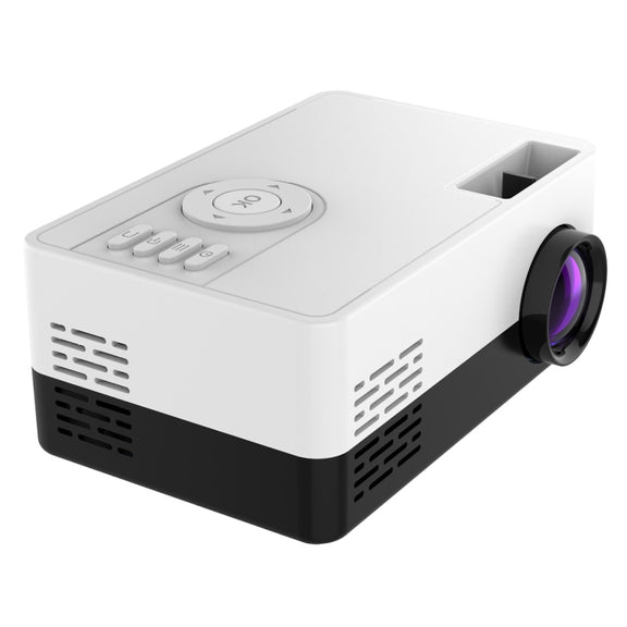 J15 1920 x 1080P HD Household Mini LED Projector with Tripod Mount Support AV / HDMI x 1 / USB x1 / TF x 1, Plug Type:EU Plug(Black White)