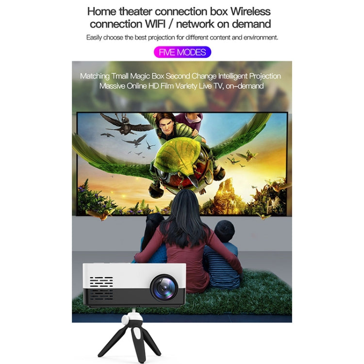 J15 1920 x 1080P HD Household Mini LED Projector with Tripod Mount Support AV / HDMI x 1 / USB x1 / TF x 1, Plug Type:EU Plug(Black White) - Mini Projector by PMC TechLife | Online Shopping South Africa | PMC TechLife | Buy Now Pay Later Mobicred