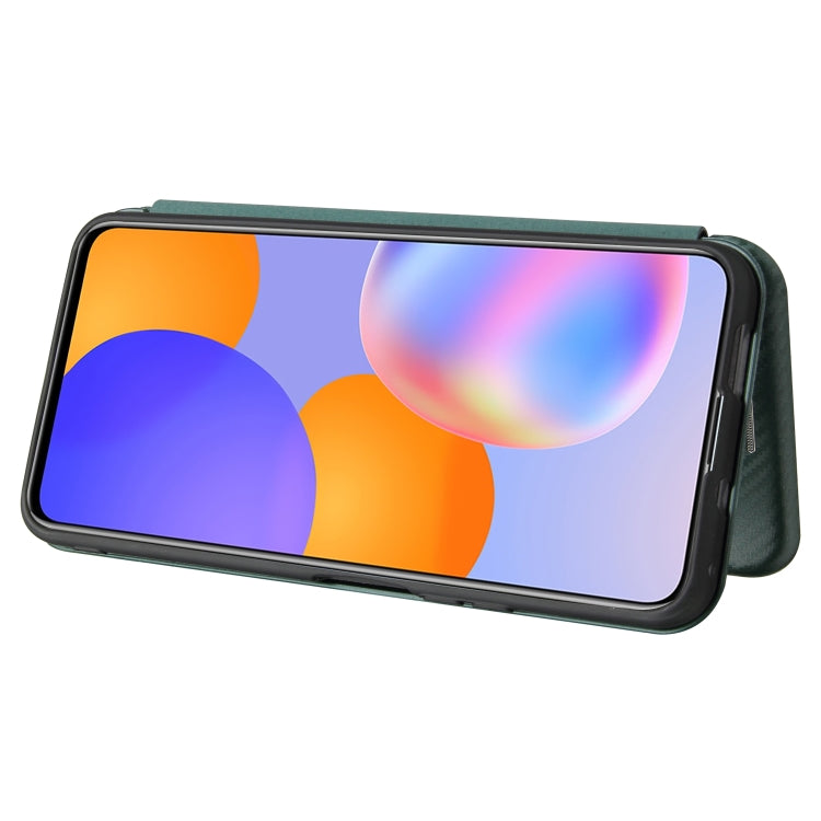 For Huawei Y9a Carbon Fiber Texture Horizontal Flip TPU + PC + PU Leather Case with Card Slot(Green) - free shipping - PMC TechLife - Order now!