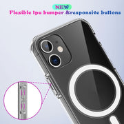 For iPhone XR Magsafe Case Simple Magnetic Ring All-inclusive Clear Crystal Acrylic PC +TPU Shockproof Case(Transparent)
