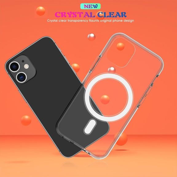 For iPhone XR Magsafe Case Simple Magnetic Ring All-inclusive Clear Crystal Acrylic PC +TPU Shockproof Case(Transparent)