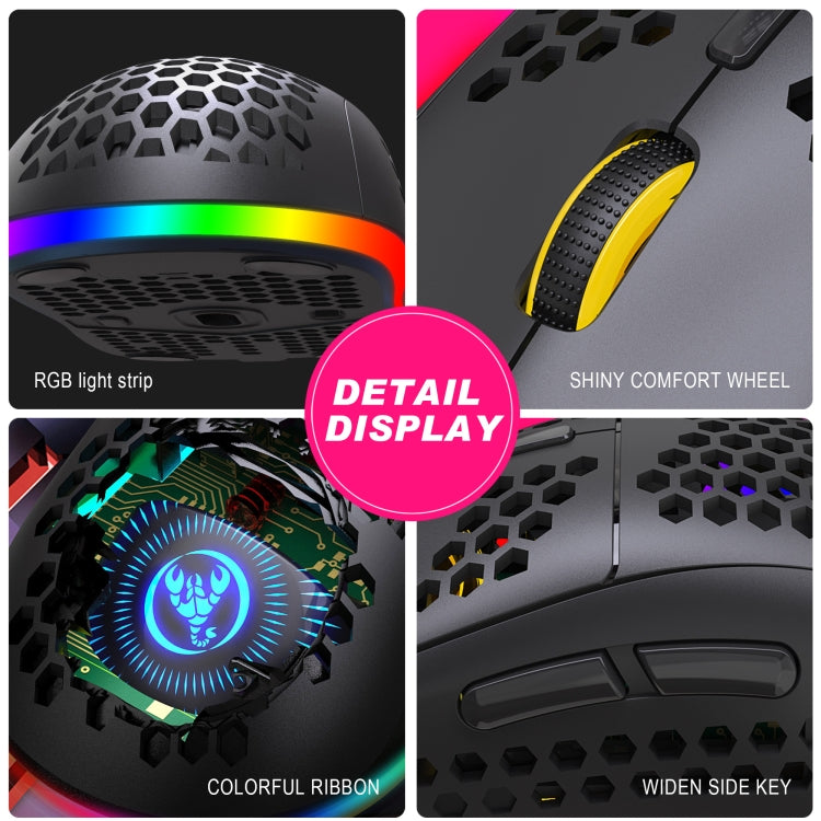 HXSJ T90 RGB Light Three-mode Wireless Gaming Mouse - Wireless Mice by HXSJ | Online Shopping South Africa | PMC TechLife | Buy Now Pay Later Mobicred