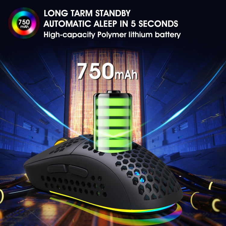 HXSJ T90 RGB Light Three-mode Wireless Gaming Mouse - Wireless Mice by HXSJ | Online Shopping South Africa | PMC TechLife | Buy Now Pay Later Mobicred