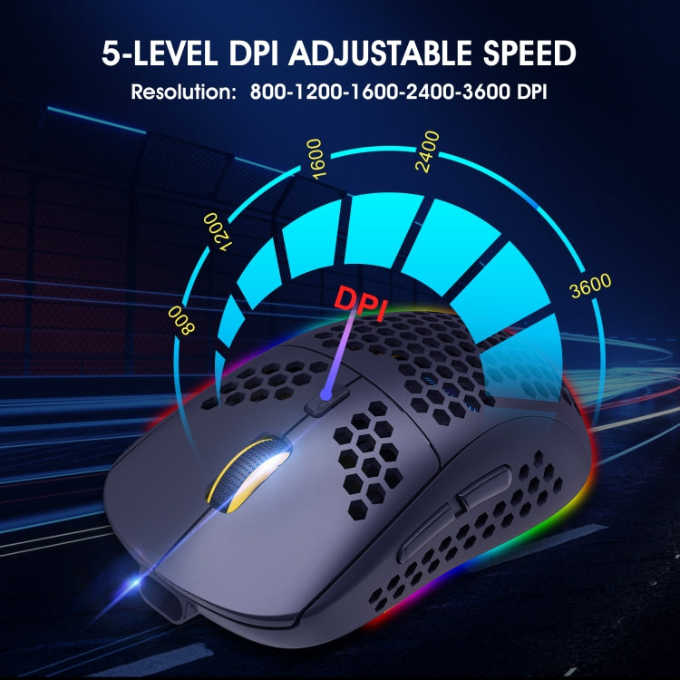 HXSJ T90 RGB Light Three-mode Wireless Gaming Mouse - Wireless Mice by HXSJ | Online Shopping South Africa | PMC TechLife | Buy Now Pay Later Mobicred