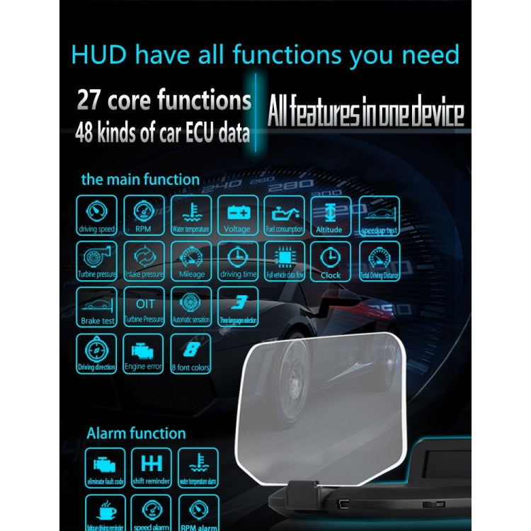C1 OBD2 + GPS Mode Car HUD Head-up Display Compass / Speed / Water Temperature / Voltage Display / Speed / Fault Alarm / Navigation Function - free shipping - PMC TechLife - Order now!