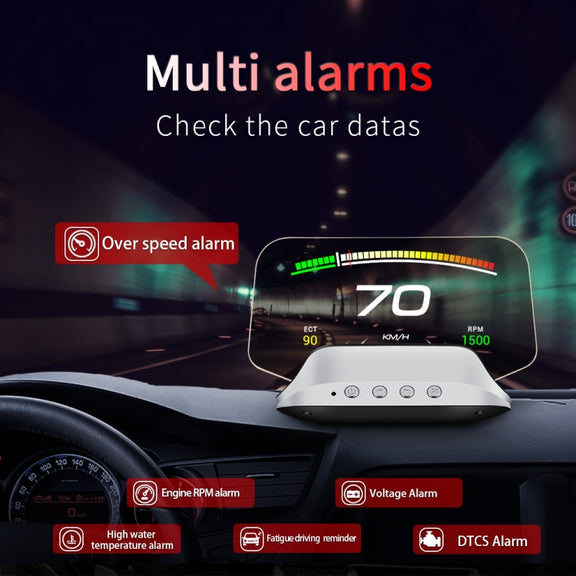 C3 OBD2 + GPS Mode Car Head-up Display HUD Overspeed / Speed / Water Temperature Too High / Voltage Too Low / Engine Failure Alarm / Fatigue Driving Reminder / Navigation Function