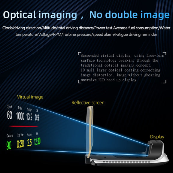 C3 OBD2 + GPS Mode Car Head-up Display HUD Overspeed / Speed / Water Temperature Too High / Voltage Too Low / Engine Failure Alarm / Fatigue Driving Reminder / Navigation Function