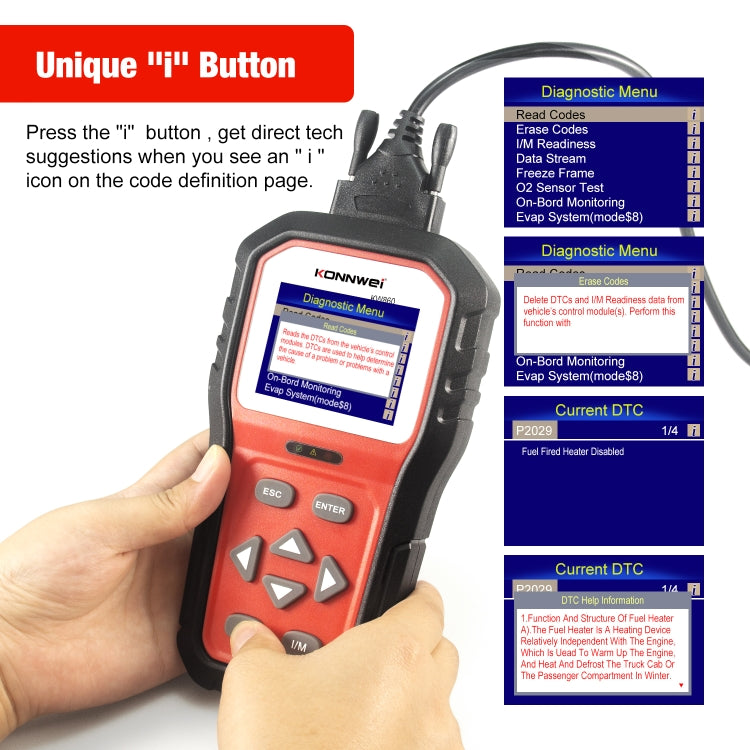 KONNWEI KW860 Car 2.8 inch TFT Color Screen Battery Tester Support 8 Languages / I Key Analysis Function - free shipping - PMC TechLife - Order now!